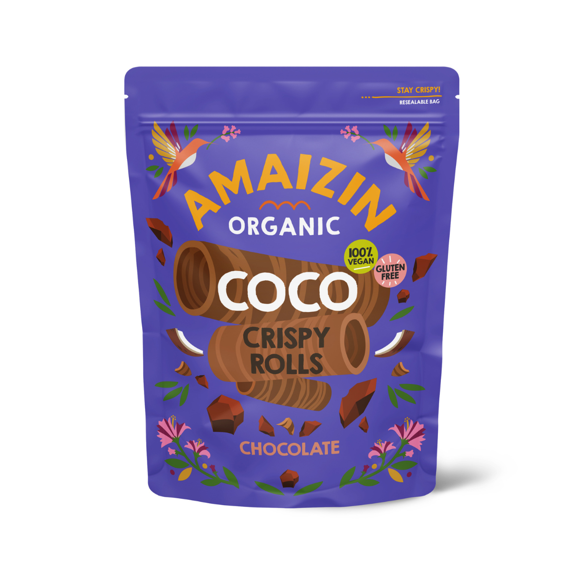 Amaizin Coco crispy rolls chocolade (bio) 140 gram
