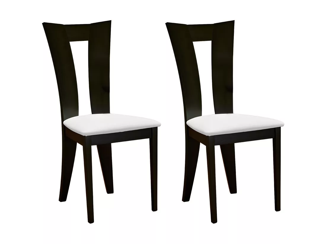 Lot de 2 chaises TIFFANY - Hêtre massif - Coloris : Wengé et blanc