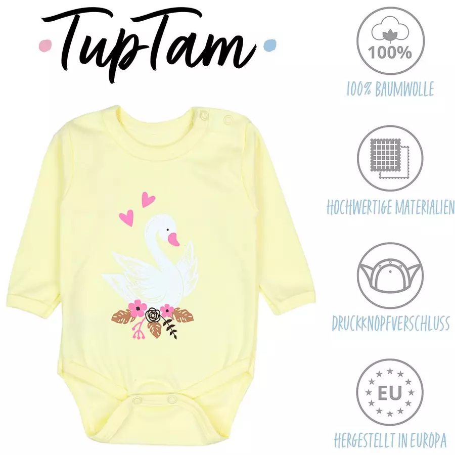 TupTam Mädchen Baby Body Langarm Unifarben 5er Pack gelbweiß