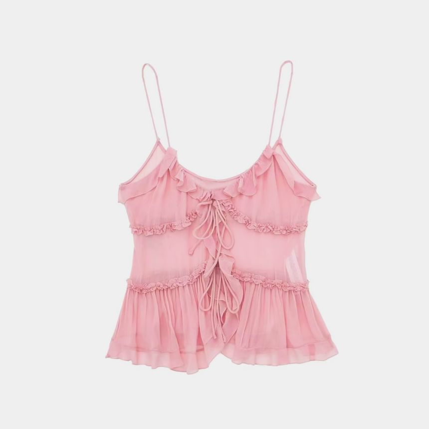 Cumulys - Effen camisole top met ruches