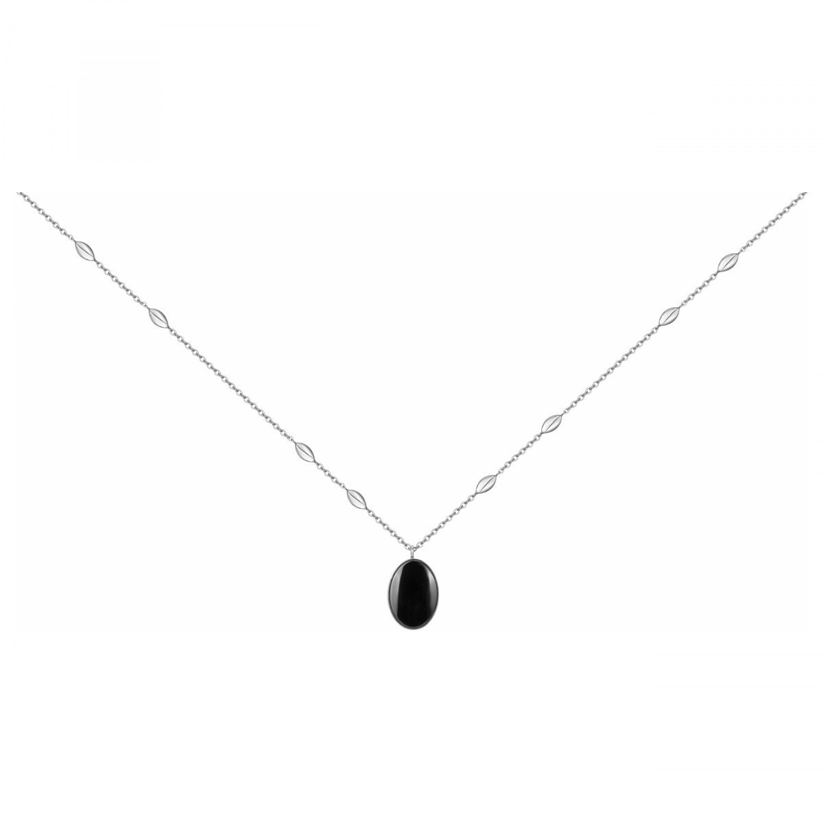 Collier mono-motif en Acier 316L et céramique - blanc brillant