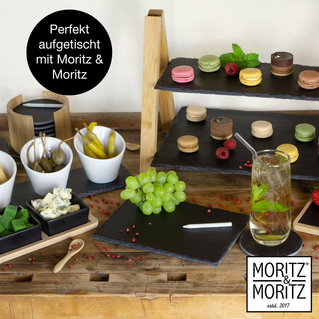Moritz & Moritz Schiefer-Servierplatten Thyme 6-tlg.