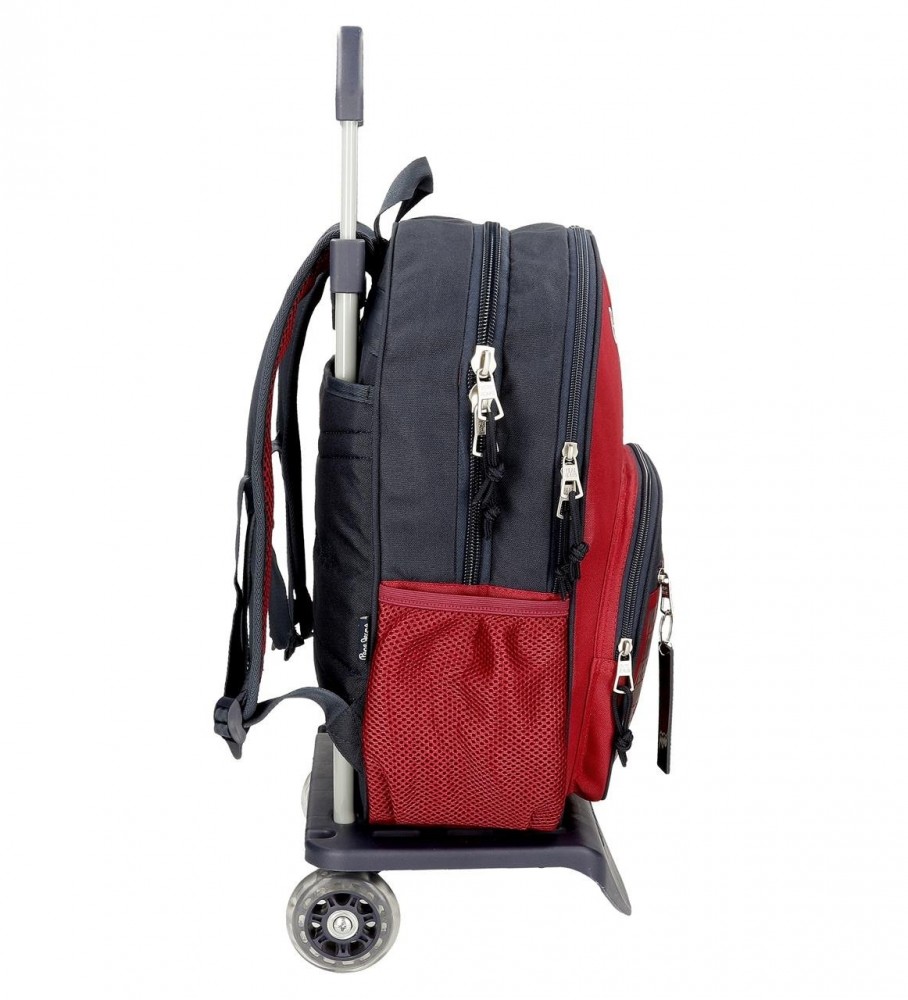 Pepe Jeans Mochila escolar dos compartimentos Pepe Jeans Clark 40cm con carro rojo