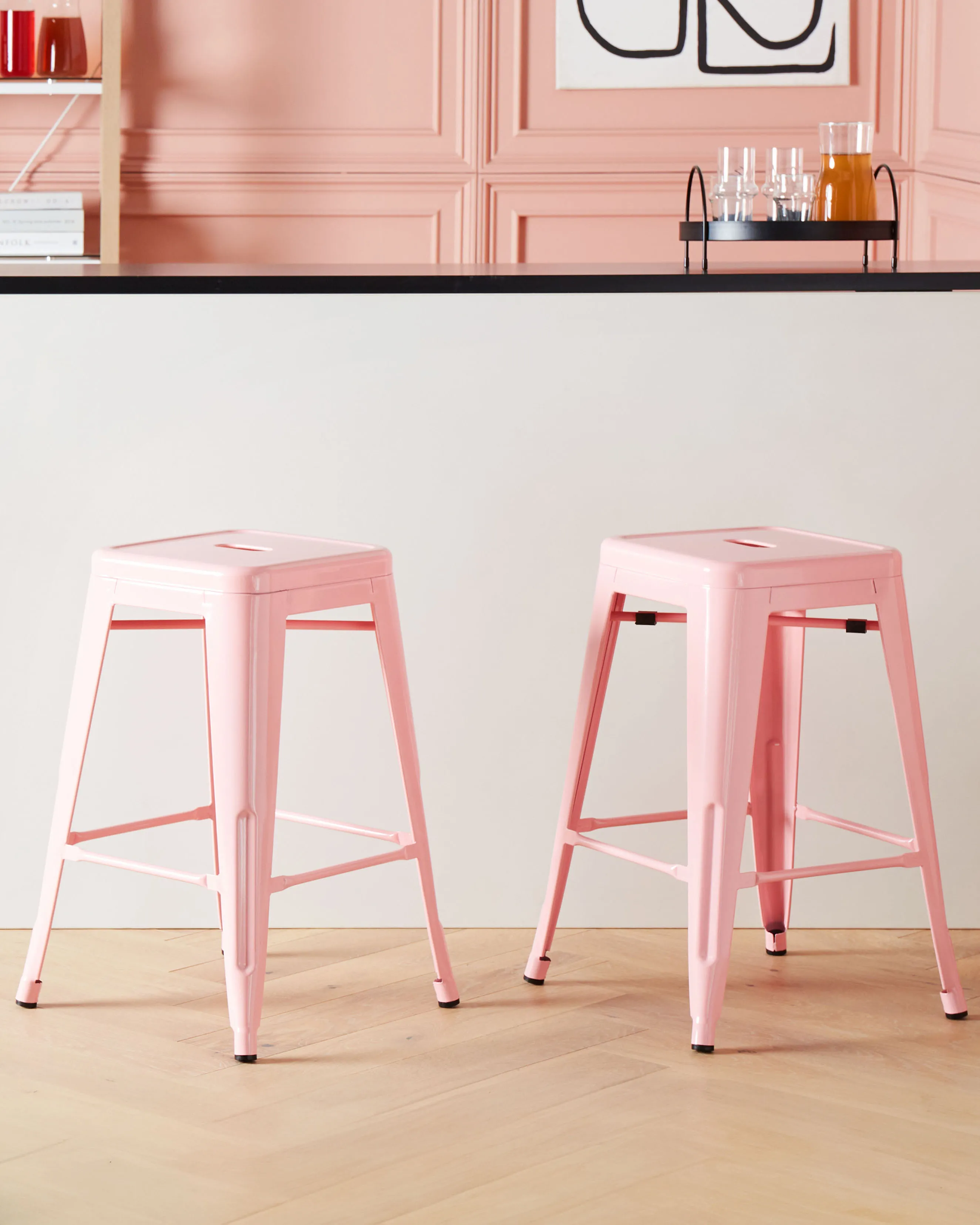 Set van 2 barkrukken CABRILLO Metaal Roze