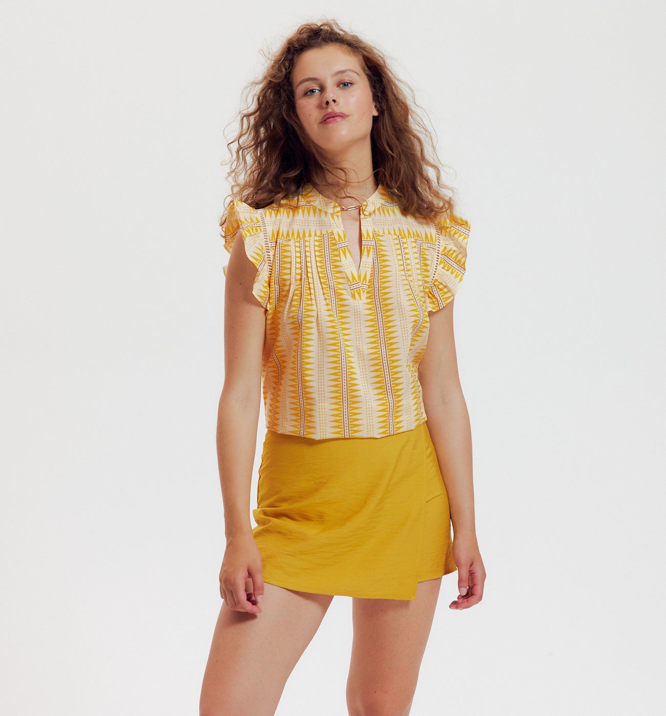 Blouse imprimée en coton - Rayures multicolores