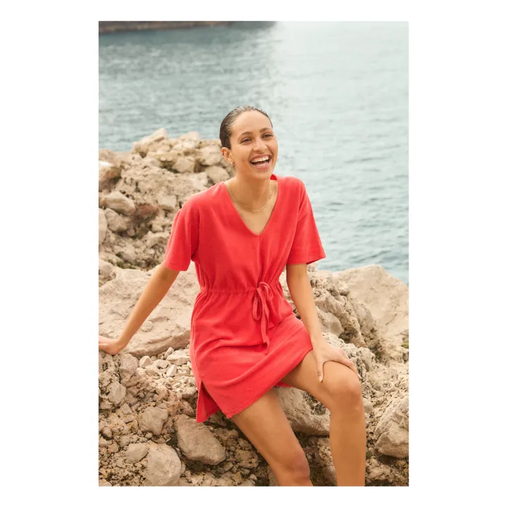 Alma Deia Robe nouée en Éponge Bio | Corail