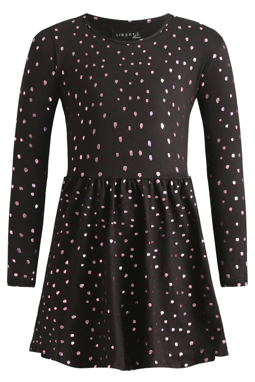 Liberte Ami Alma-Ls-Babydoll-Dress (Kids) lack pink holographic dot