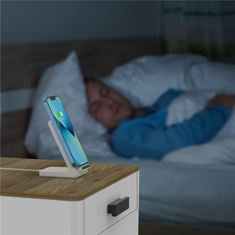 (15W) Qi Wireless Charger Induktionsladegerät Ladestation mit LED - Weiss