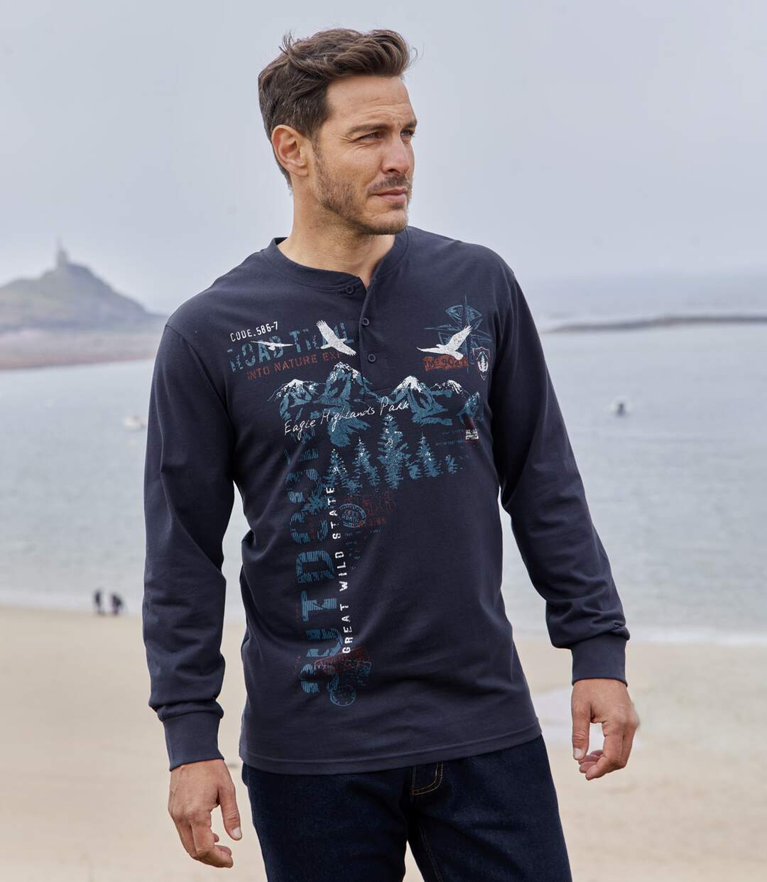 Lot de 2 Tee-Shirts Col Tunisien Eagle Highlands