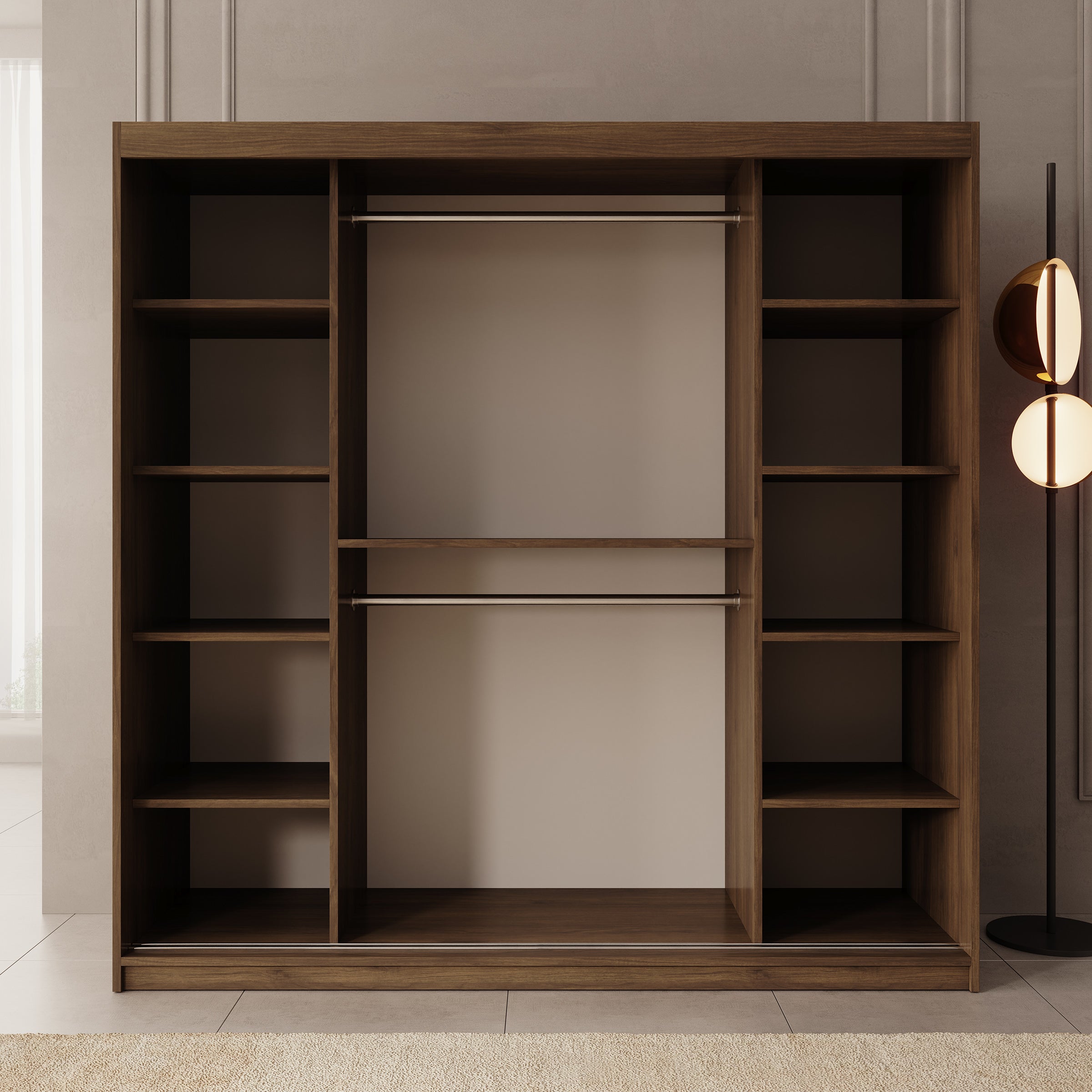 Ulysses - Kledingkast met schuifdeuren - Walnootpatroon - 200x62x200 cm