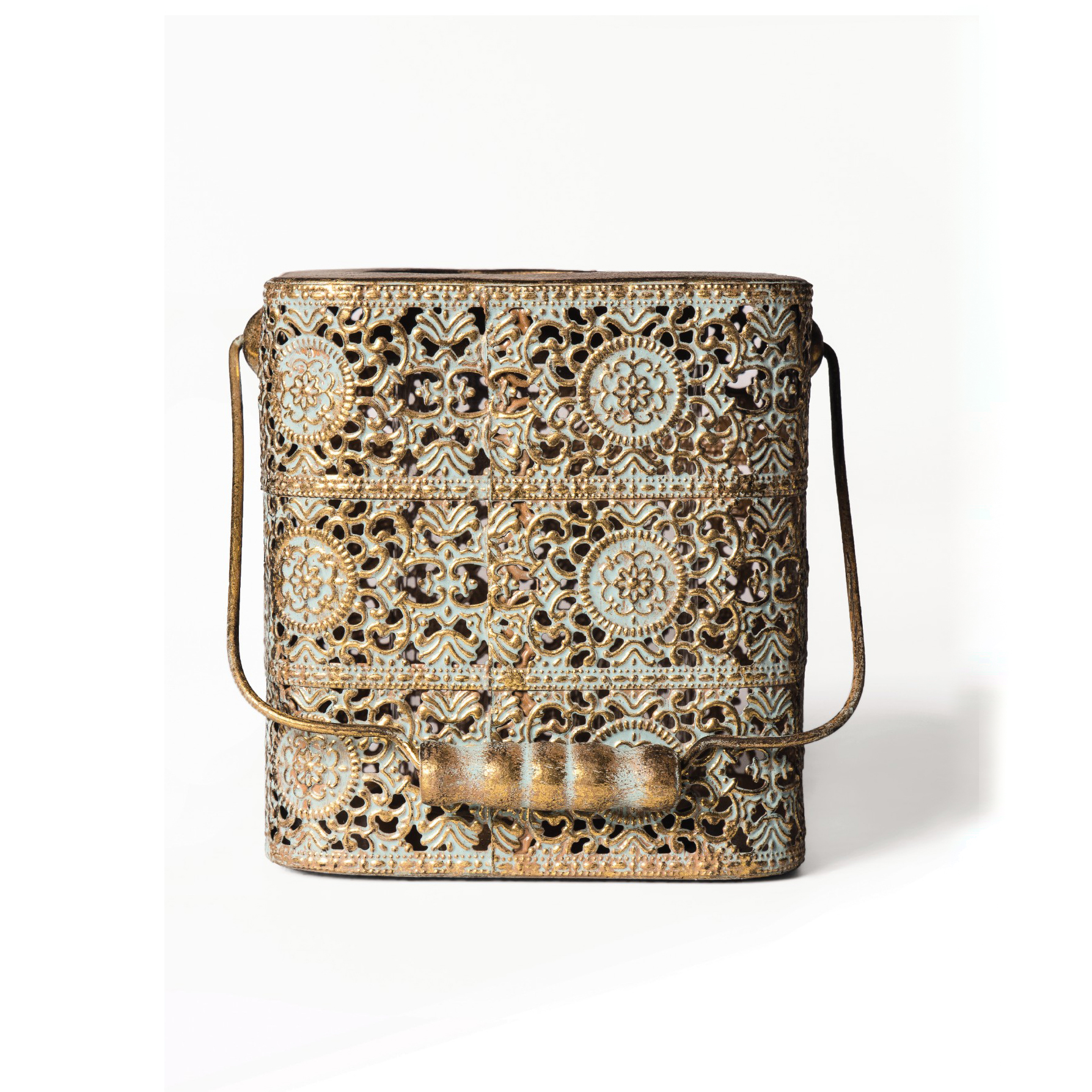 Laterne 'Hobard', antik-gold, L 15 cm, B 15 cm, H 14 cm von fischer's lagerhaus