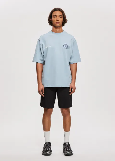 T-shirt met print postcard blauw (BLW.I)
