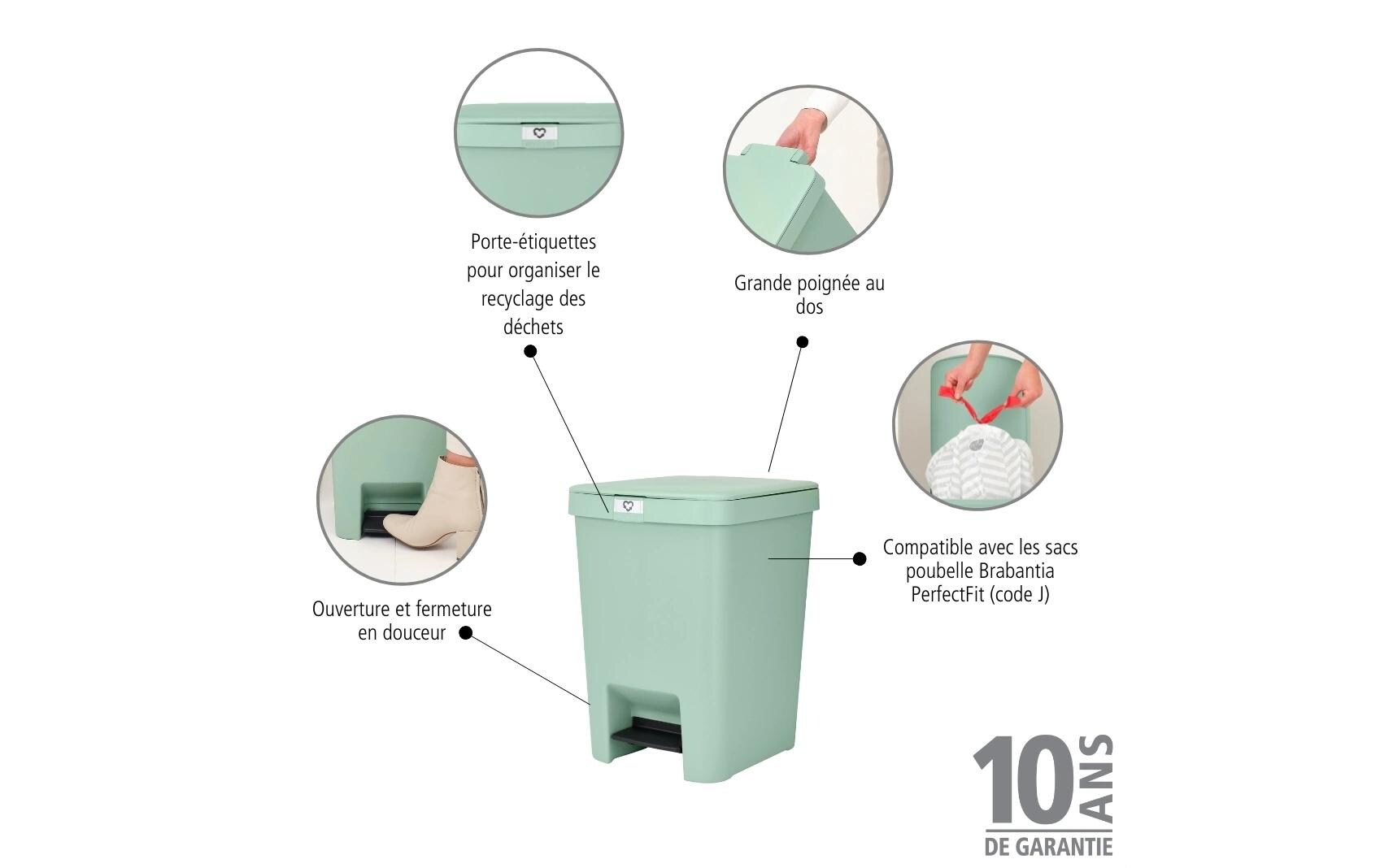 Recyclingbehälter StepUp 25 l, GrünTreteimer für Recyclingmaterialien