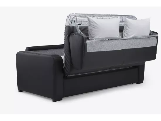 Canapé 3 places convertible express en cuir noir matelas 13 cm BEVIS