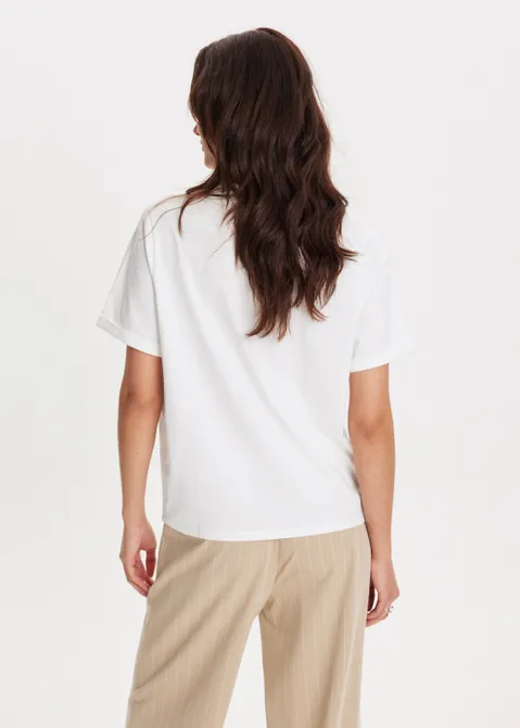 T-shirt met opgerolde mouwen wit (WIT)