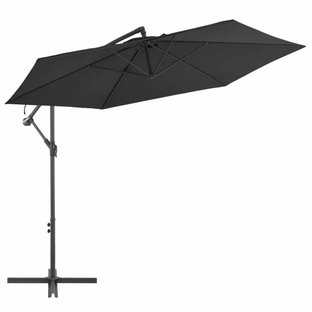 Parasol déporté avec mât en aluminium 300 cm noir