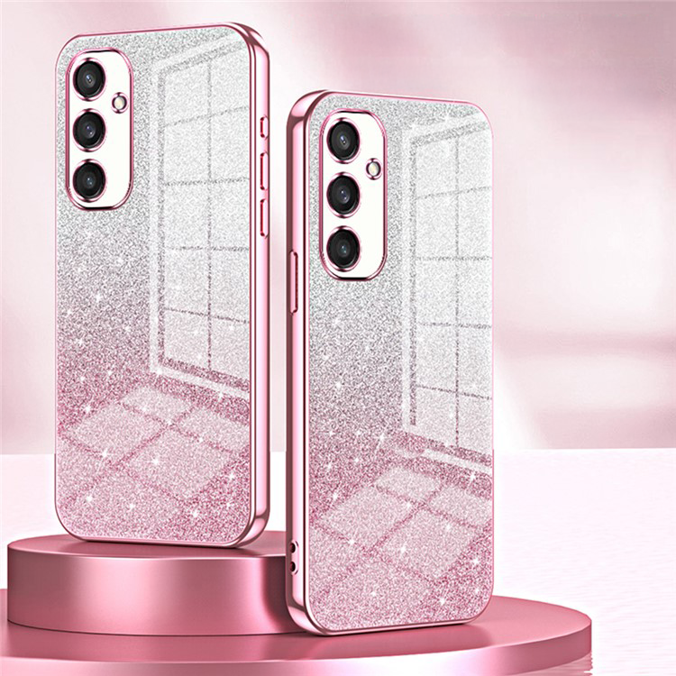 Samsung Galaxy S25 Gummi Case Schutzhülle im Glitzer Design - Rosa / Silber