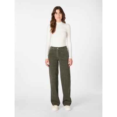 Damen-Cordhose weites Bein, Oliv