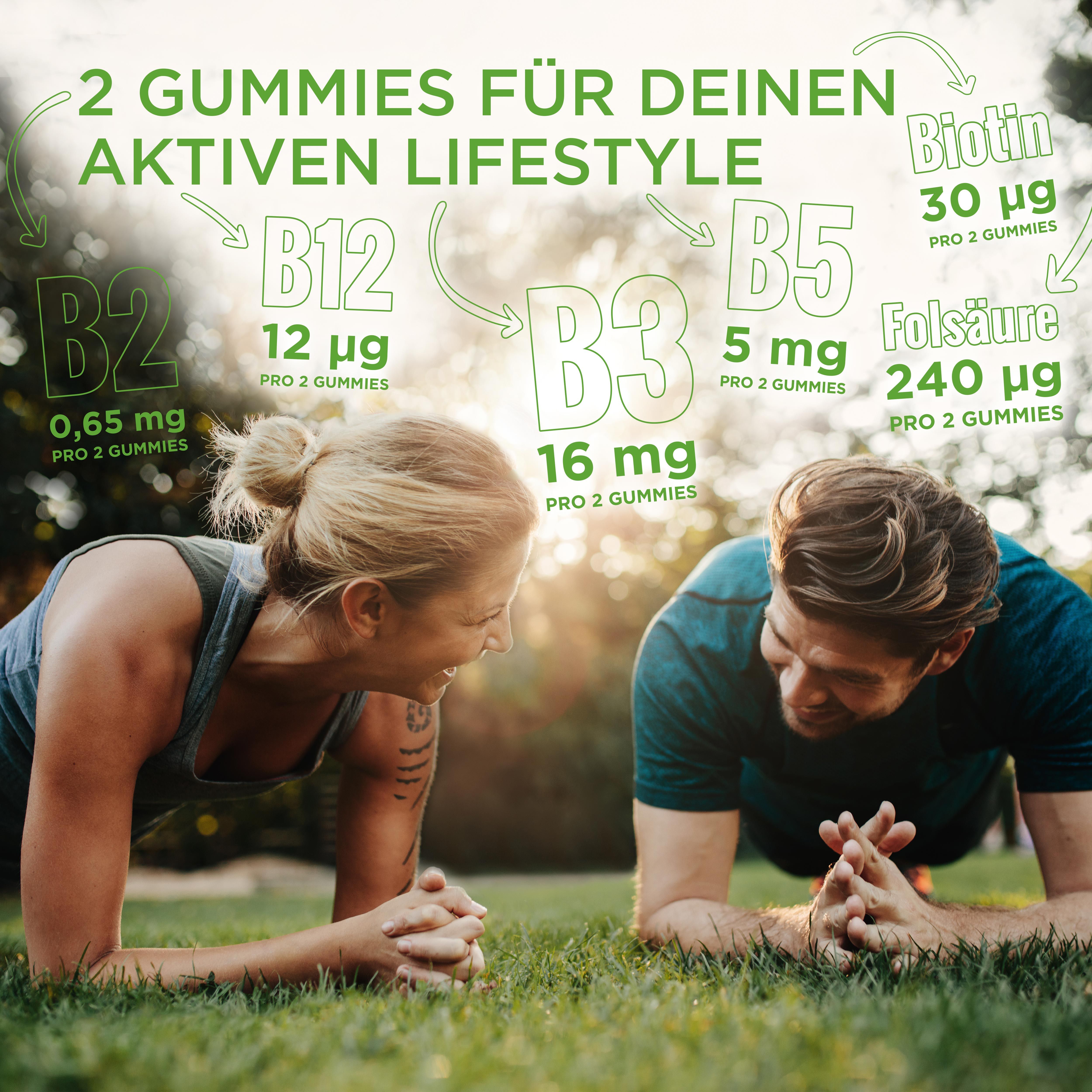 Nature's Way Vitamin B Komplex Gummies - hochdosiert B1 B2 B3 B5 B - mit Vitamin C & Folsäure