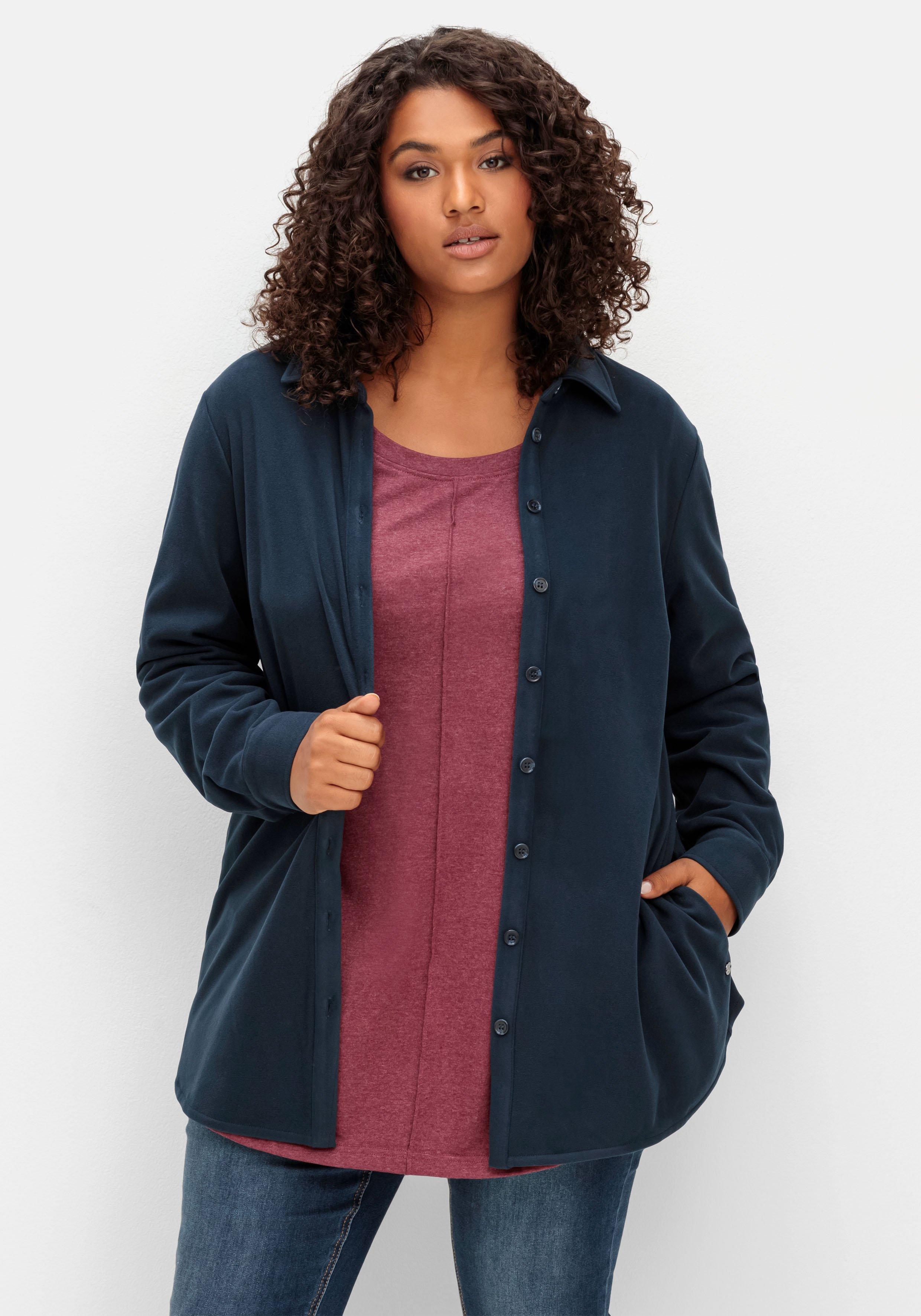 Kuschelfleece-Blusenjacke mit Taschen