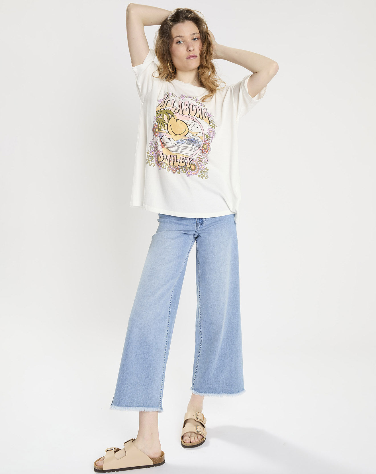 Billabong T-Shirt 100% Coton Bio Smiley blanc/multicolore