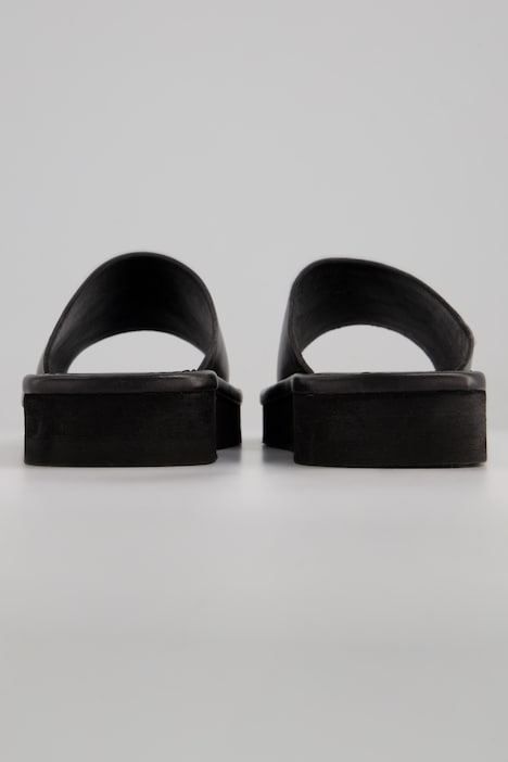 Leder-Pantolette, Mules, Echtleder, Plateau-Sohle, Weite H