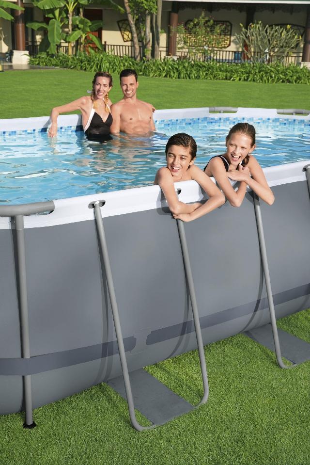 Bestway Zwembad power steel set ovaal grijs 549