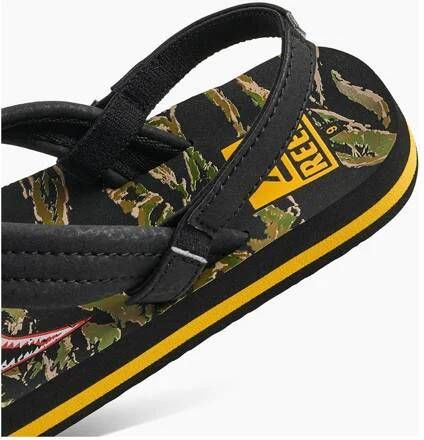 Reef Little Ahi teenslippers zwart groen Jongens Textiel 22