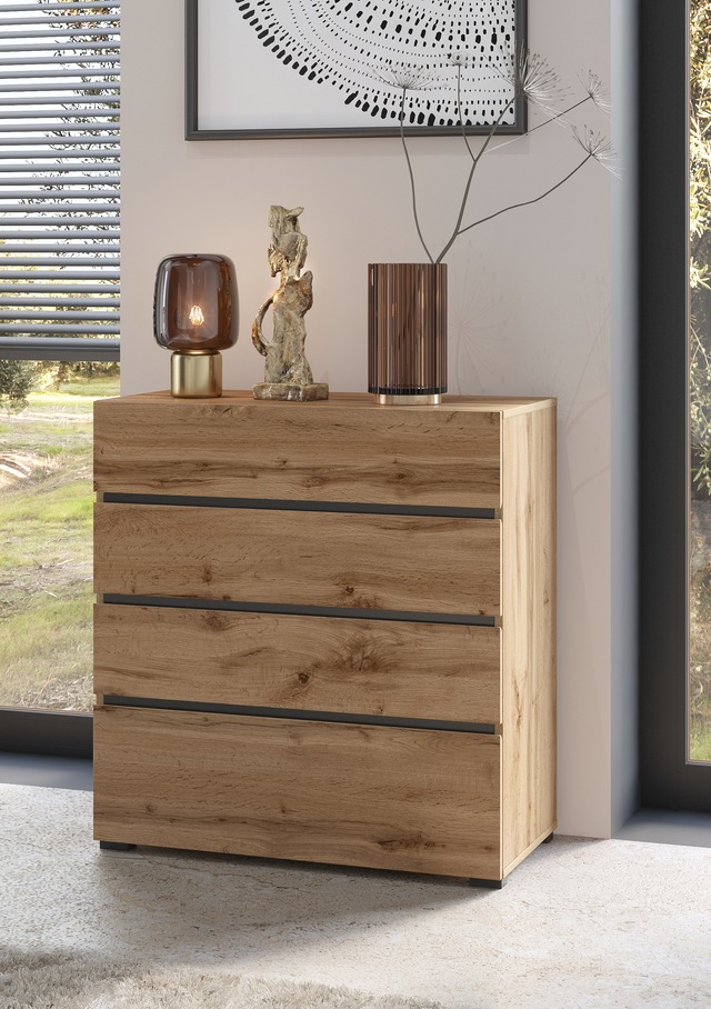 Home affaire Schubkastenkommode »Cross, moderne grifflose Kommode, 80x40x85cm (BxTxH)« Schubladenschrank, Sideboard mit 4 Schubkasten