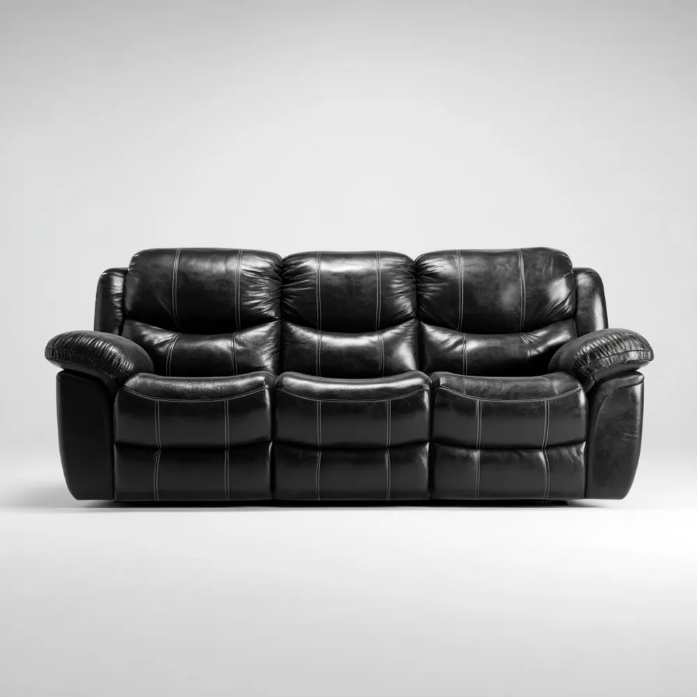 3-Sitzer-Sofa Kunstleder 210x95x100 cm – Schwarz – Klassisches Design