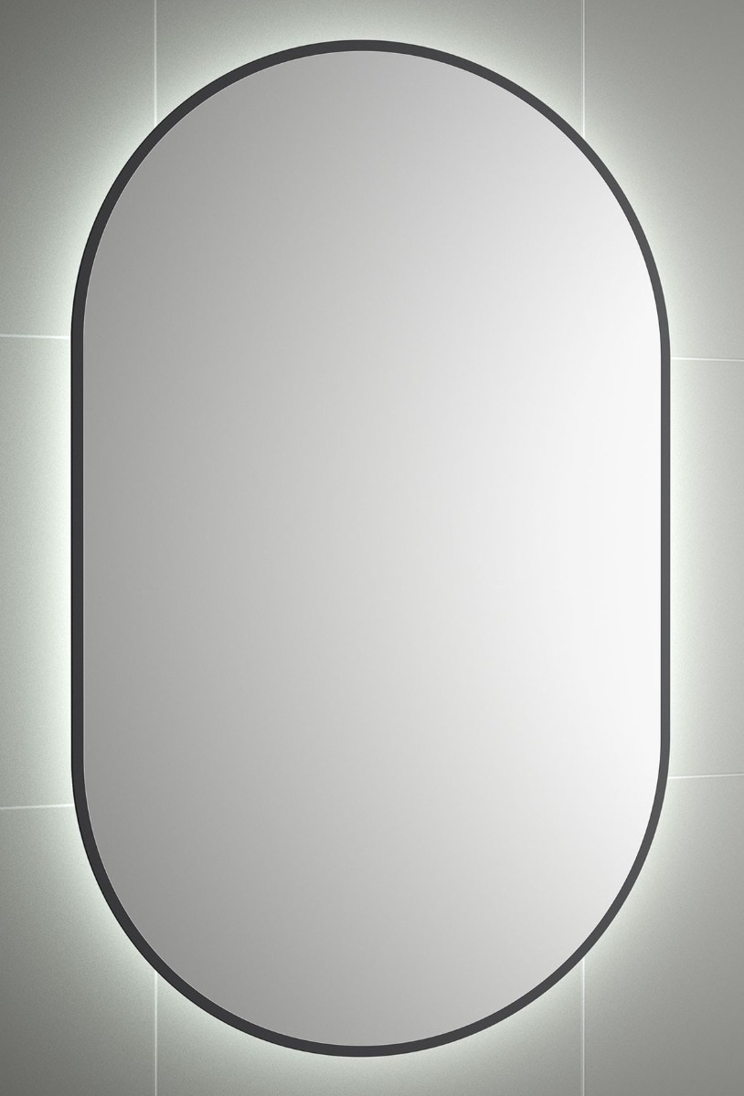 Muebles Ola spiegel met LED-verlichting 92x52cm zwart