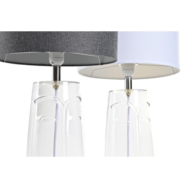 Lampe de bureau visage transparent blanc gris clair moderne (2 unités) (30 x 30 x 54 cm)