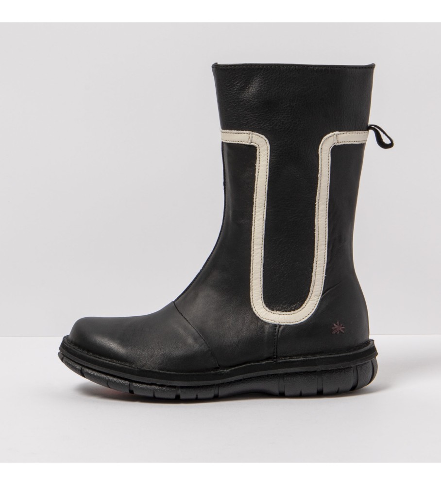 Botas de tornozelo Art em couro preto