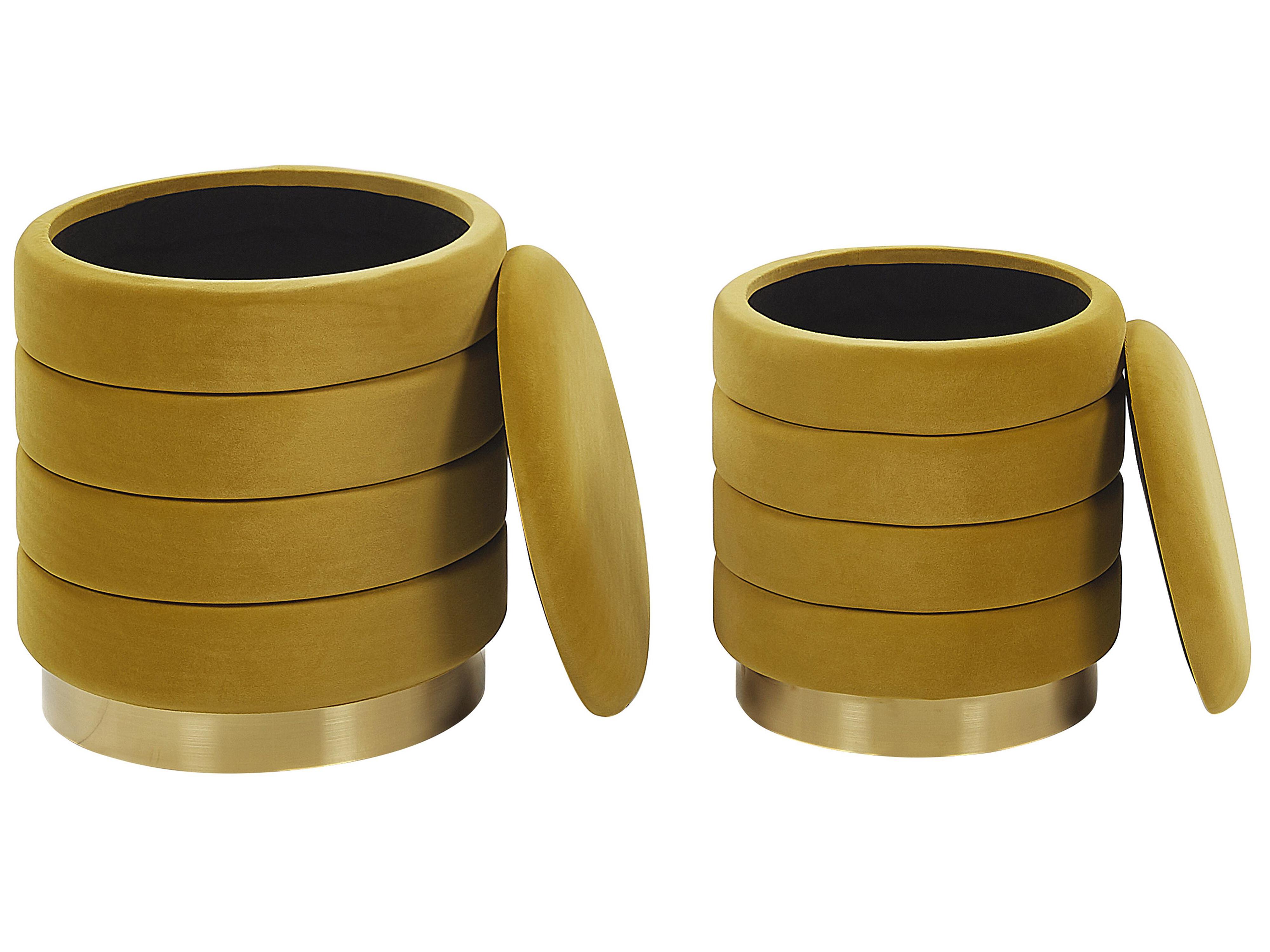 Set van 2 opbergpoefs GARLAND Fluweel Mosterdgeel