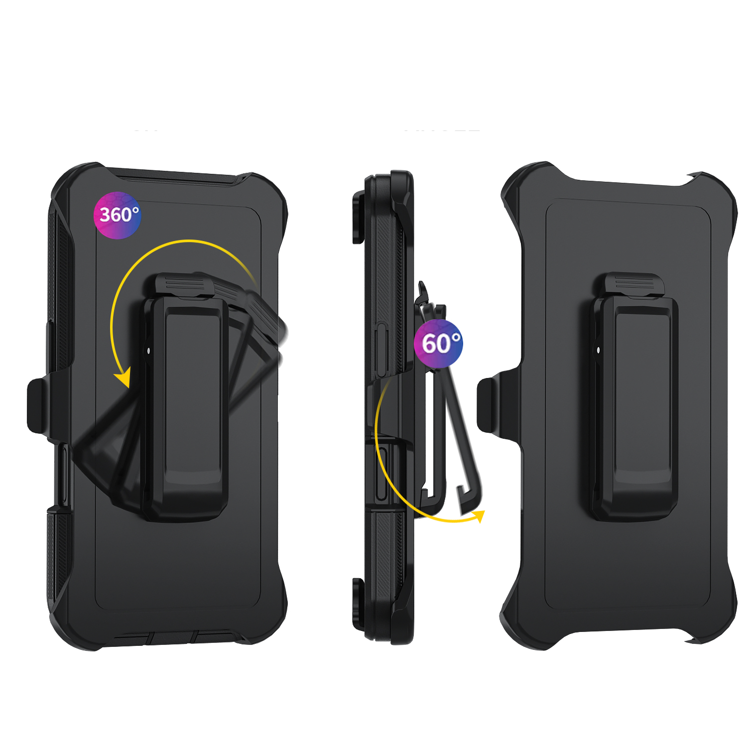 iPhone 16 Outdoor Hybrid Schutz Hülle Defender   Gürtel Clip Holster - Schwarz