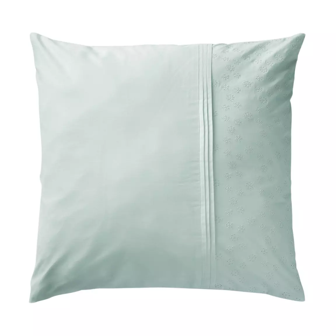 Taie d'oreiller dentelle carrée coton (L63 cm) Jeanne Bleu clair