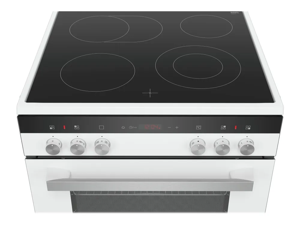 Siemens iQ300 HK9R3A220 - Komfur - fritstående - bredde: 60 cm - dybde: 60 cm - højde: 85 cm - med selv-rengøring - Klasse A - hvid