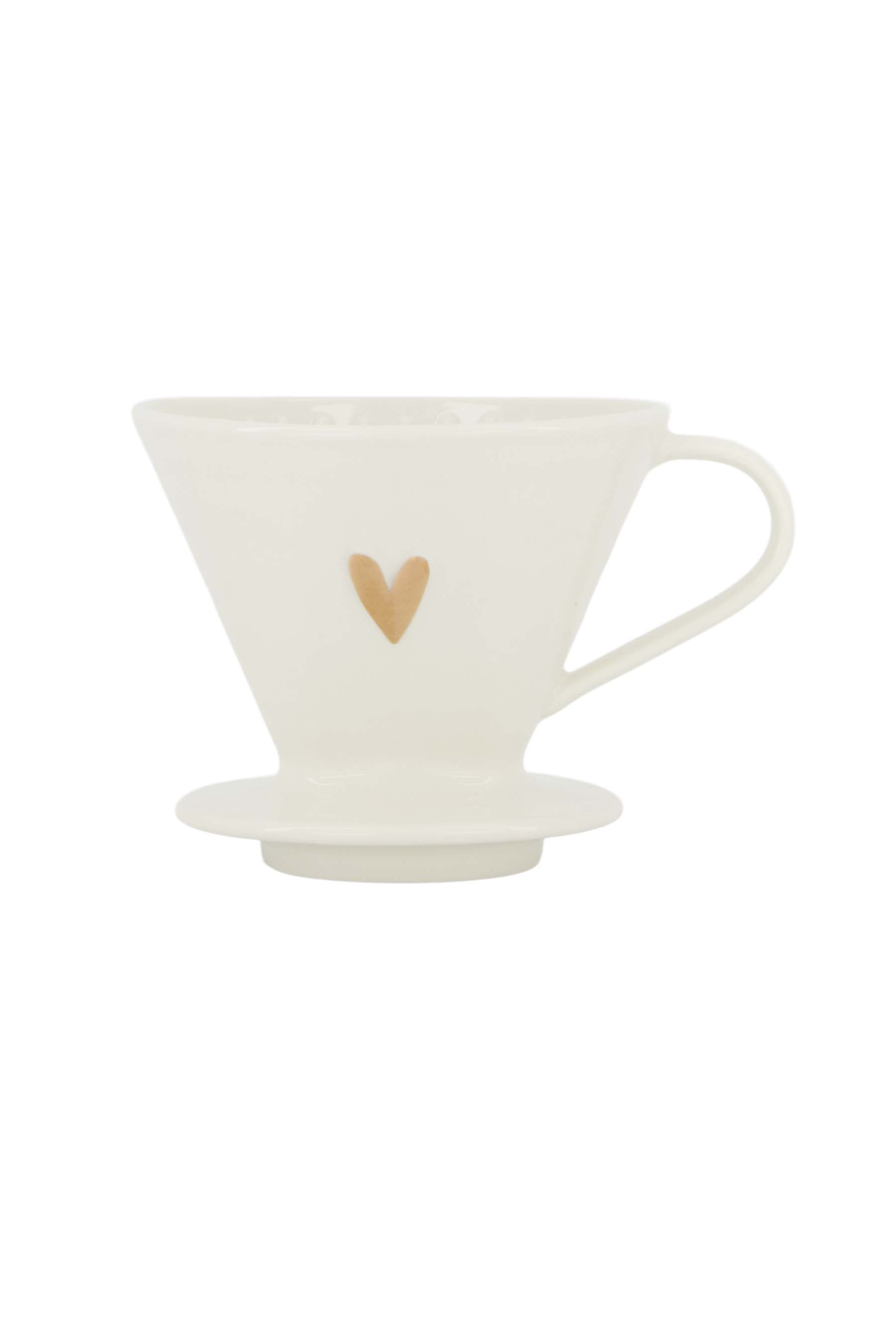 koffiefilterhouder keramiek hartje wit/goud