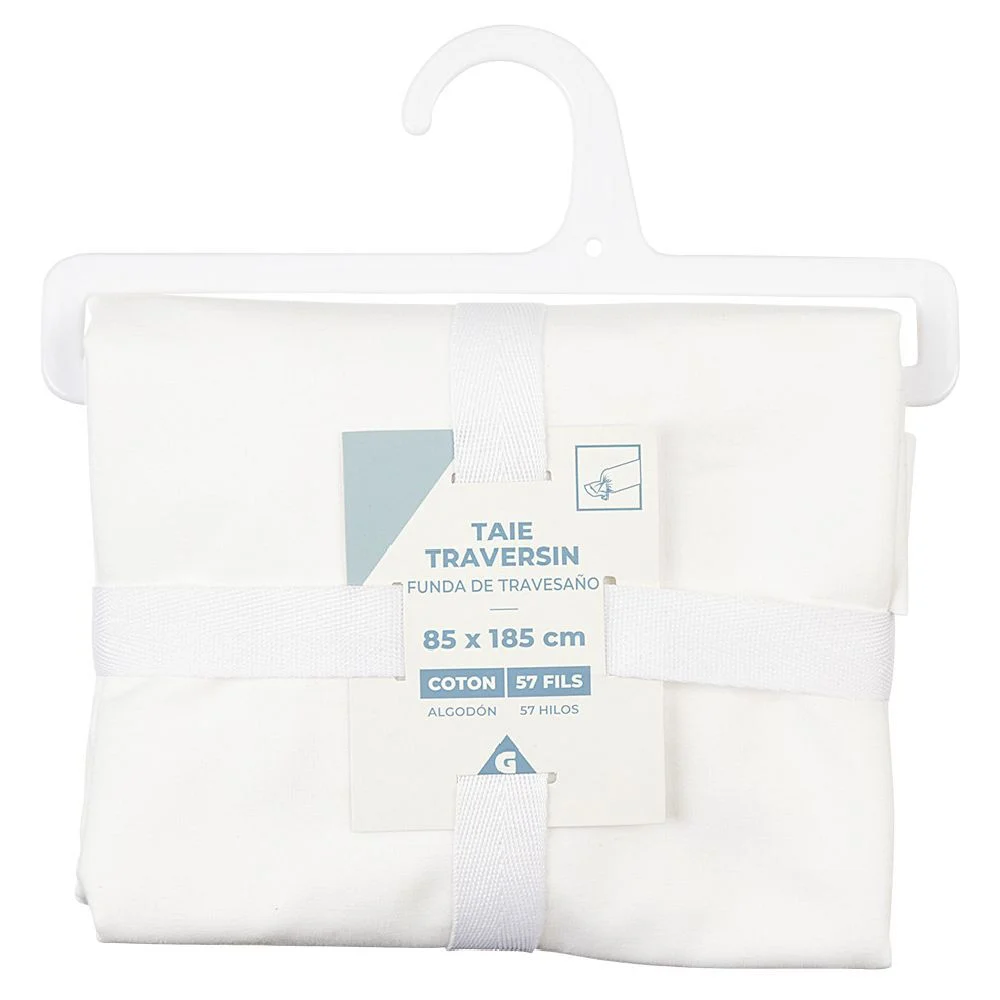 Taie de traversin en coton blanc 185x85 cm