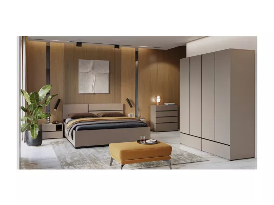 Armoire HAVANA 180 cm – Beige et noir – 4 portes et 2 tiroirs – Élégance moderne et rangement XXL