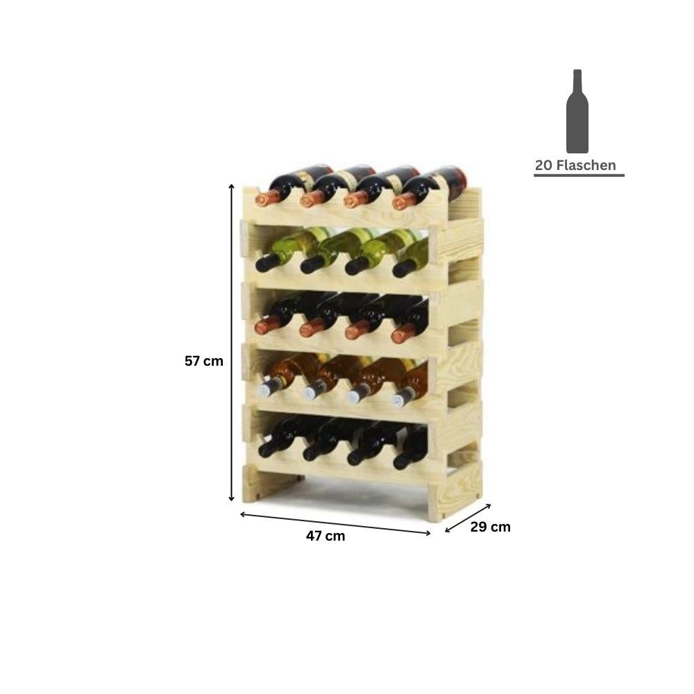 PROREGAL Wijnrek Vinoteca Flex HxBxD 57 x 47 x 29 cm 20 Flessen Massief grenenhout Bruin Geolied