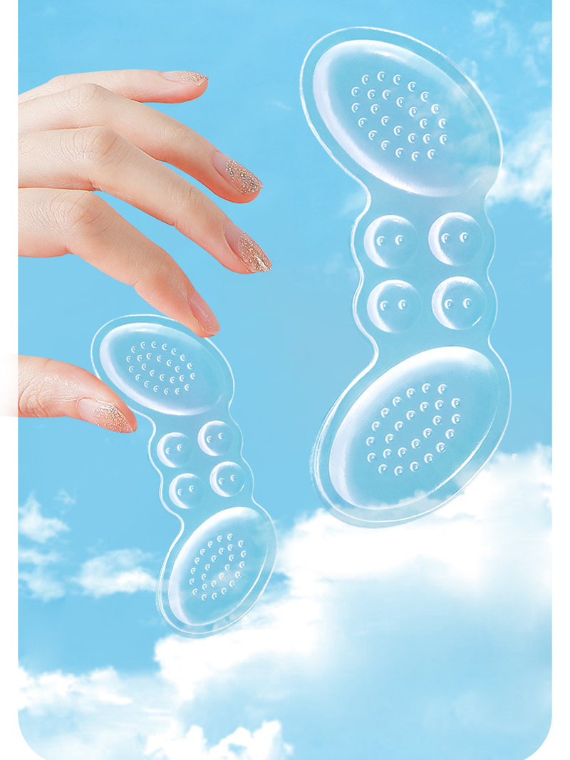 (1 Paar) 6mm Ultraweiche Silikon Gelpad Fersen Einlage Anti-Rutsch / Massage Einlagen für High Heels - Transparent