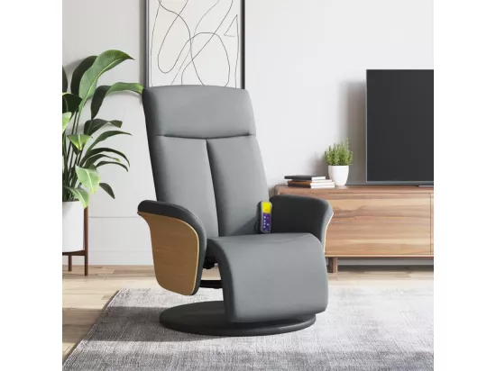 Fauteuil inclinable massant et repose-pieds gris clair tissu