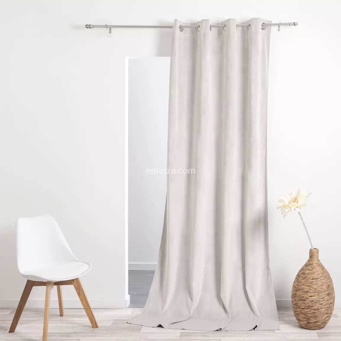 Rideau oeillets (140 X 260 cm) Velours Ivoire