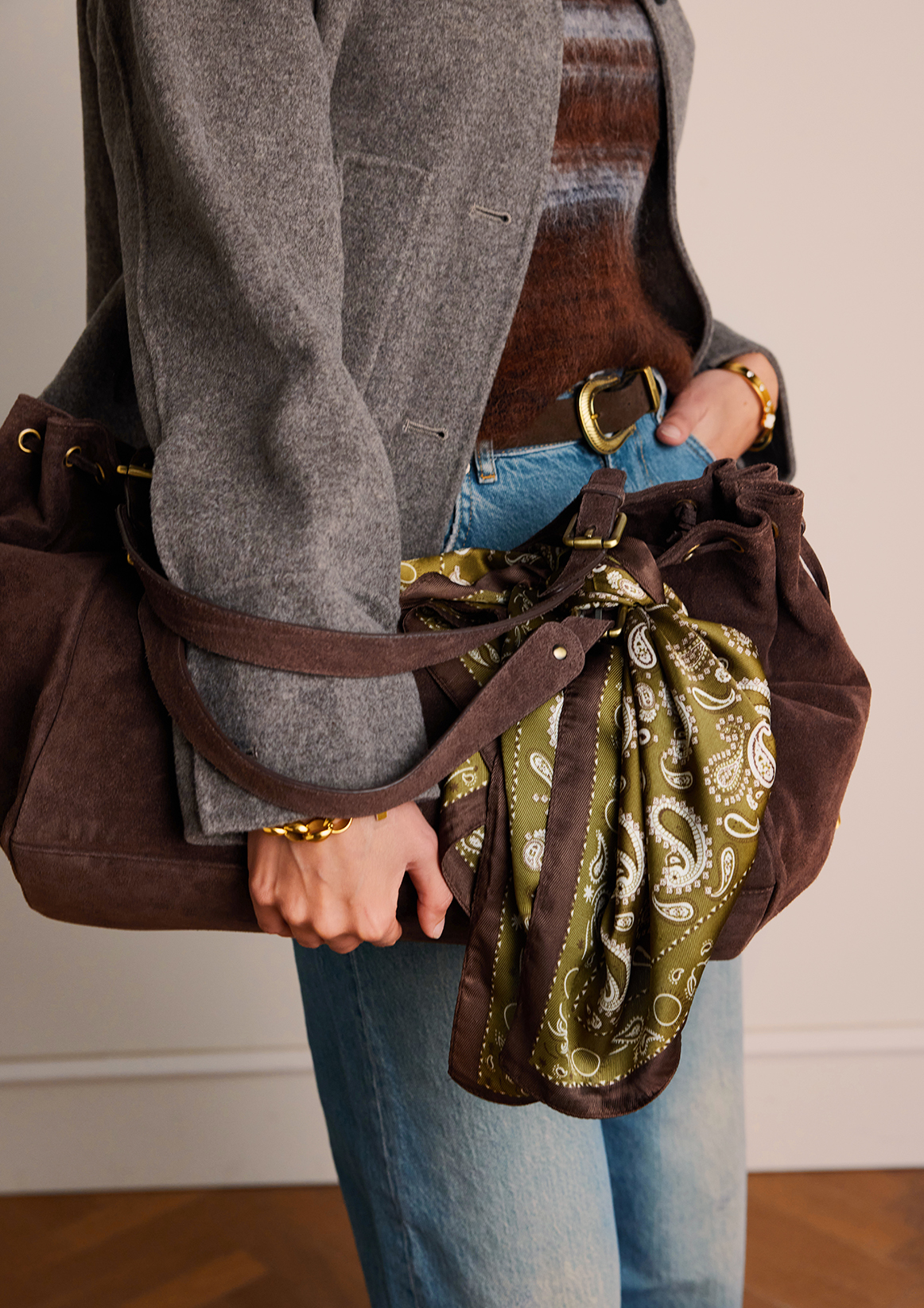 Bruine suède shopper