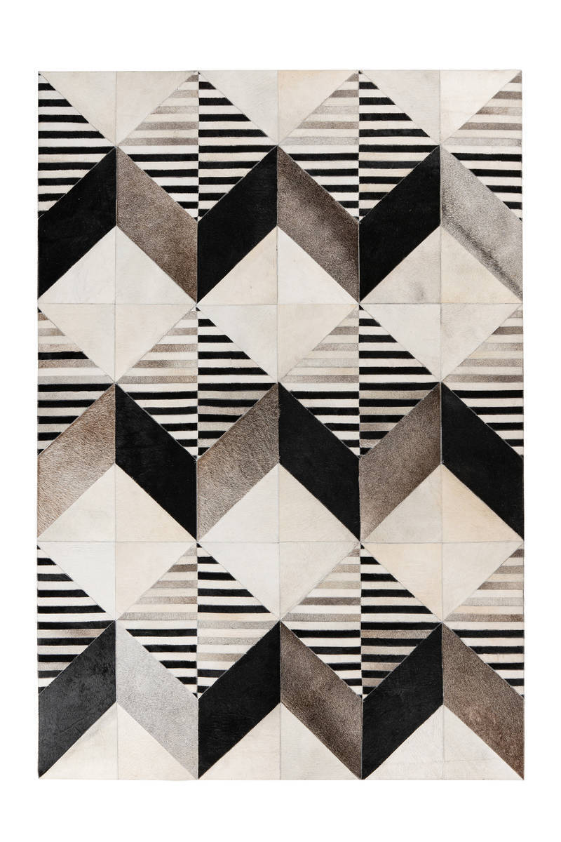 Lederteppich LAVIN 400 - schwarz-multi - Patchwork - 80x150 cm