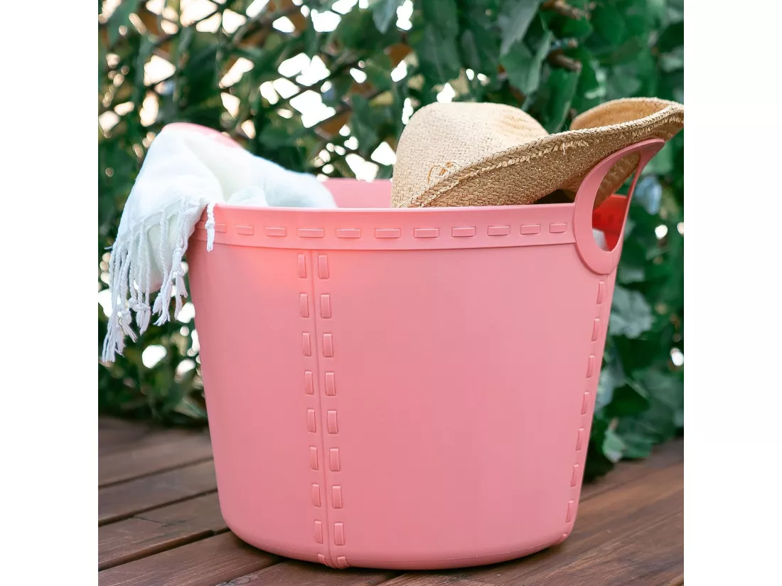 panier artisanal grand 40l rose 52x45,5x38,5x38,5