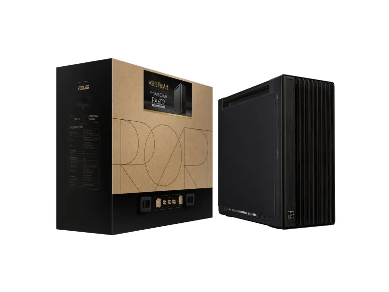 ASUS ProArt PA602 - Wood Edition - mid tower - udvidet ATX - ingen strømforsyning - sort - USB/Lyd