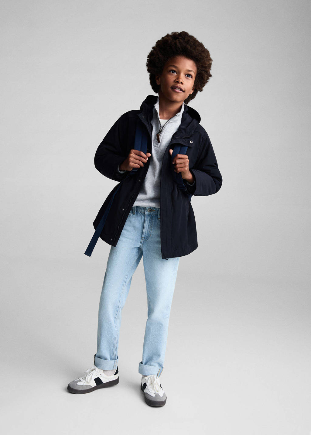 Mango Kids gewatteerde winterjas donkerblauw