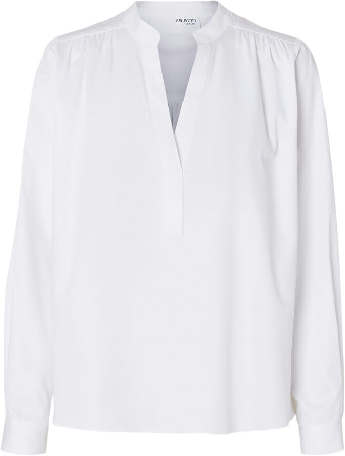 Selected Femme SLFMIRA LS V-NECK TOP B Hvid